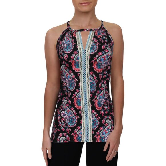 New Single Thread Women's Printed Paisley Embroidered Halter Top Size‎ XL - Picture 1 of 16